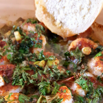 French Bread Dipped in Cajun Shrimp with Bourbon