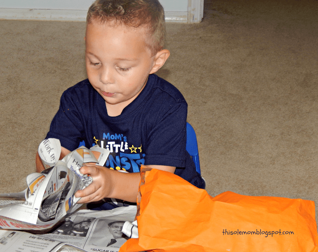 Paper Pumpkin Bag with Newspaper