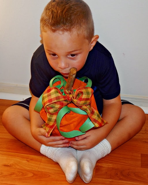 Paper Bag Pumpkin with Ribbon