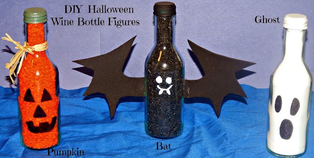 Recycle Halloween Wine Bottle ,Pumpkin Wine Bottle, Bat Wine Bottle , Ghost Wine Bottle