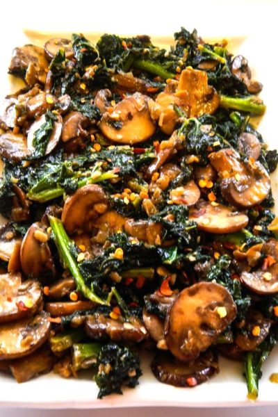 Smothered Kale with Baby Bella Mushrooms