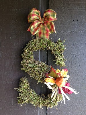 Fall Monogram Door Wreath DIY Projects Holiday