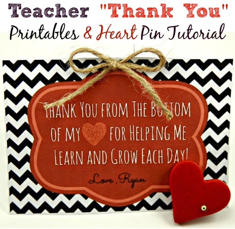 Thank You Printable, Valentines Clay Heart Pin. Clay Heart Pin, Free Printables, Free Valentine's Day Printable