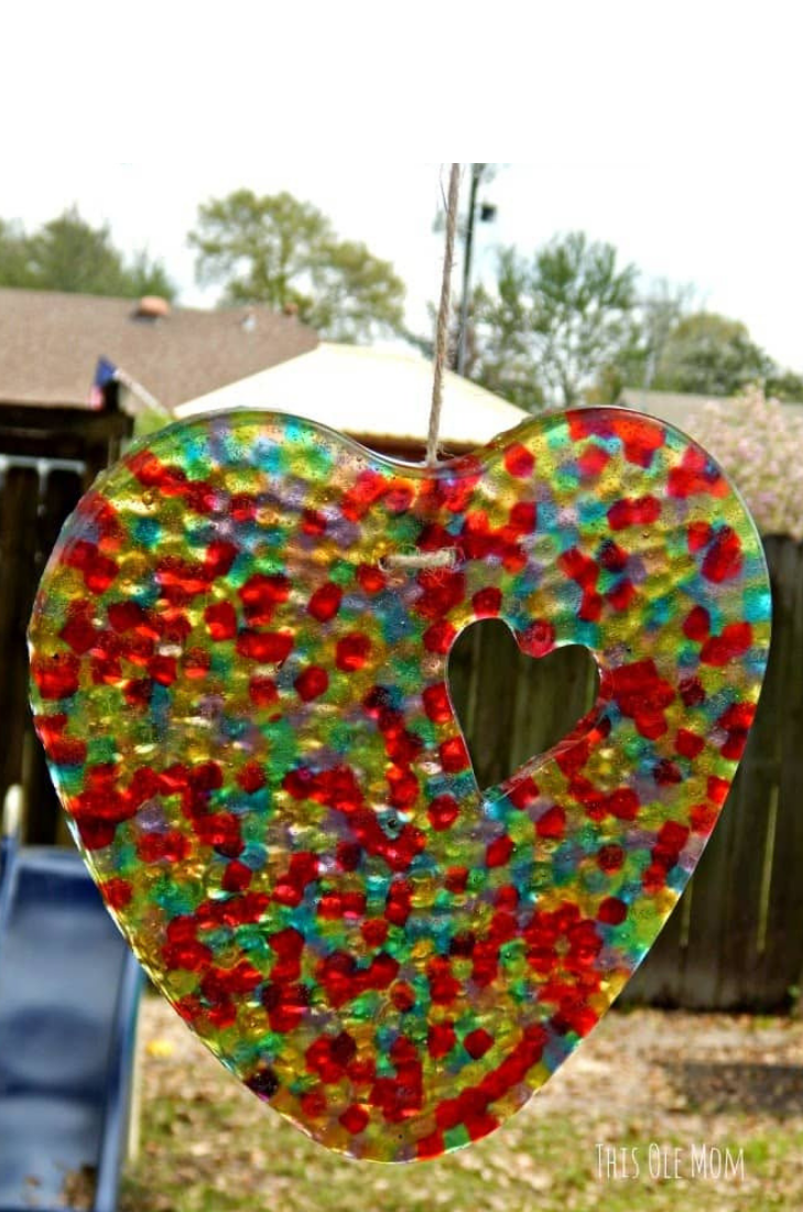 Melted Bead Heart Suncatcher Craft for Kids - Sunshine Whispers