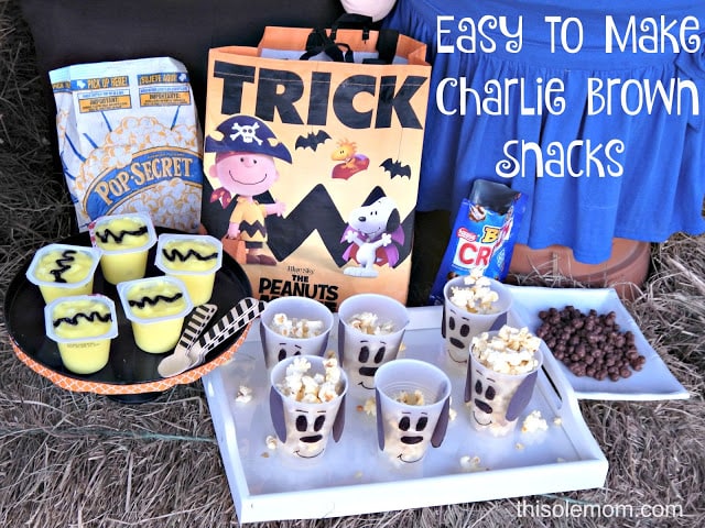 Charlie Brown Party Ideas, Charlie Brown Movie Snack Ideas, Peanuts Movie Snacks , #peanutsmovie, The Peanuts Movie Theme Snack Ideas, Snoopy Treat Cups, Charlie Brown Pudding Idea, Charlie Brown, Snoopy, Snoopy Party Food, Charlie Brown Party Food