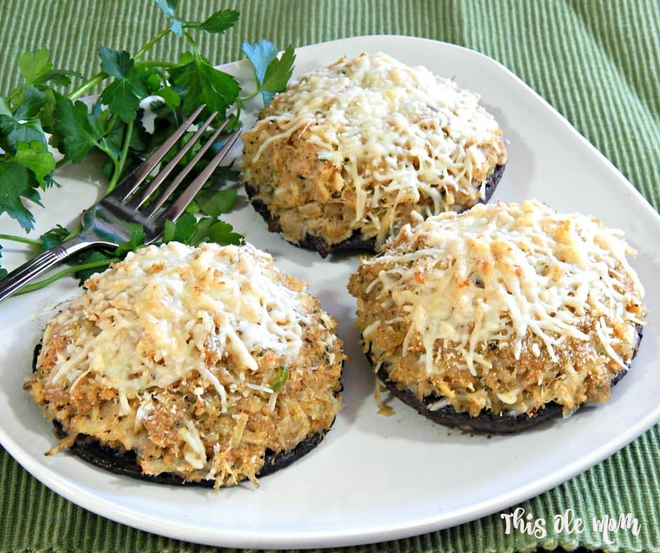 Portobello Mushrooms Stuffed with Crabmeat