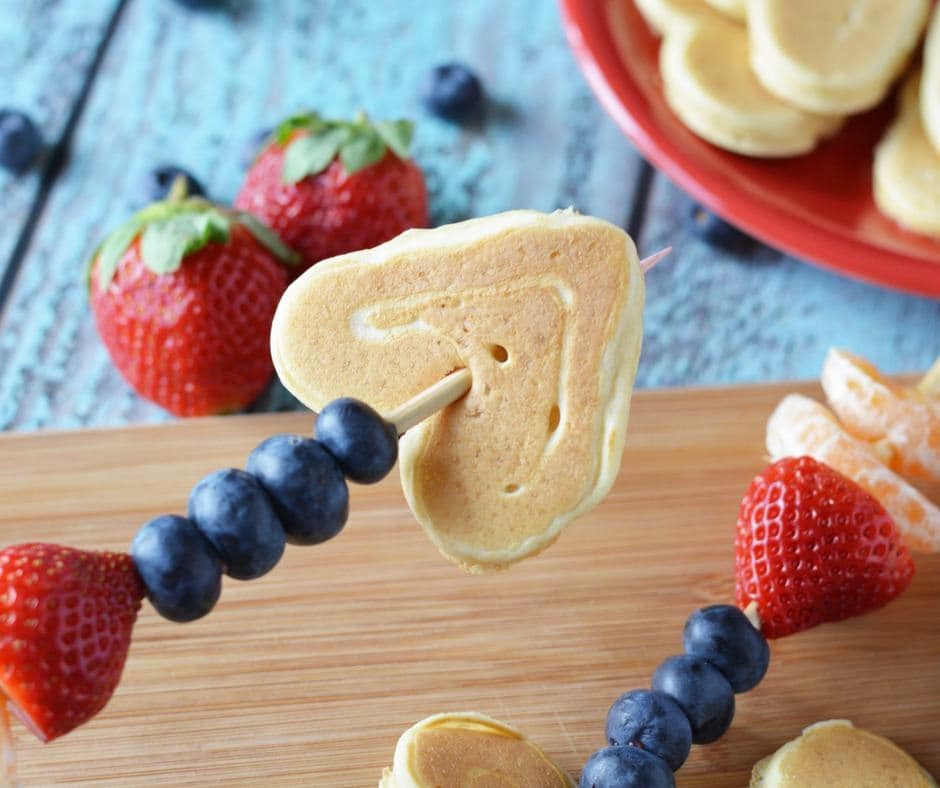 Kids Valentine Pancake and Fruit Kabob