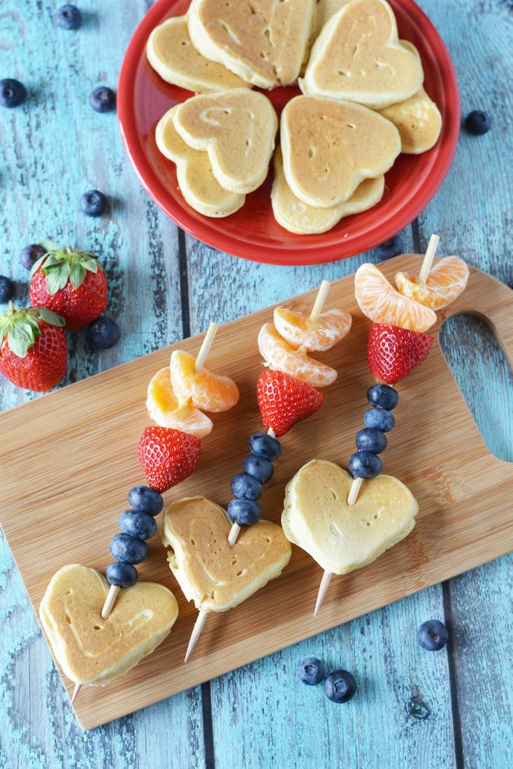 Heart Shaped Pancake Kabobs