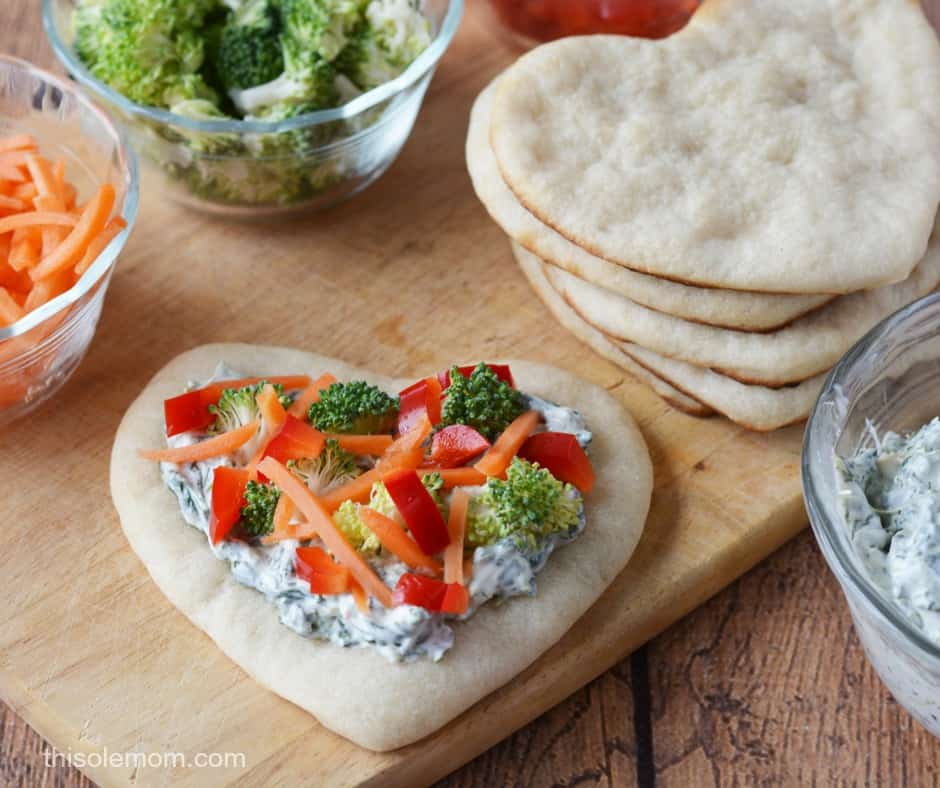 Heart Shaped Vegetable Pizza