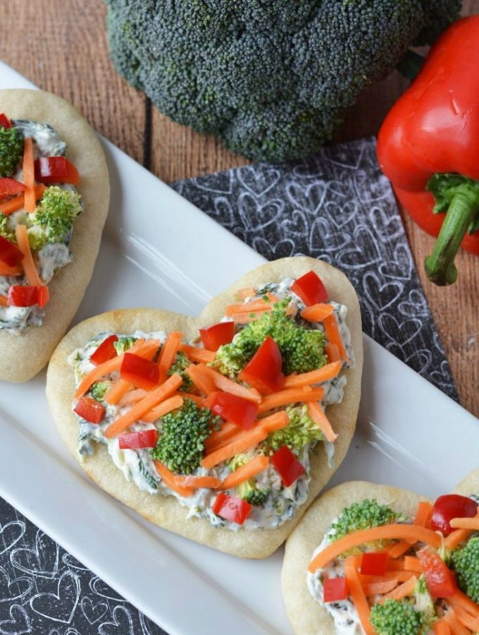 Heart Shaped Valentine Vegetable Pizza