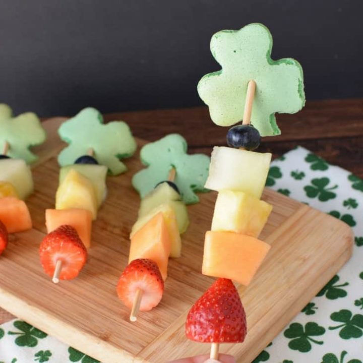 St. Patrick's Day Pancake and Fruit Kabobs
