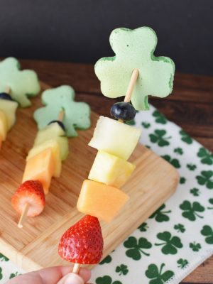 St. Patrick’s Day Shamrock Pancake Kabobs