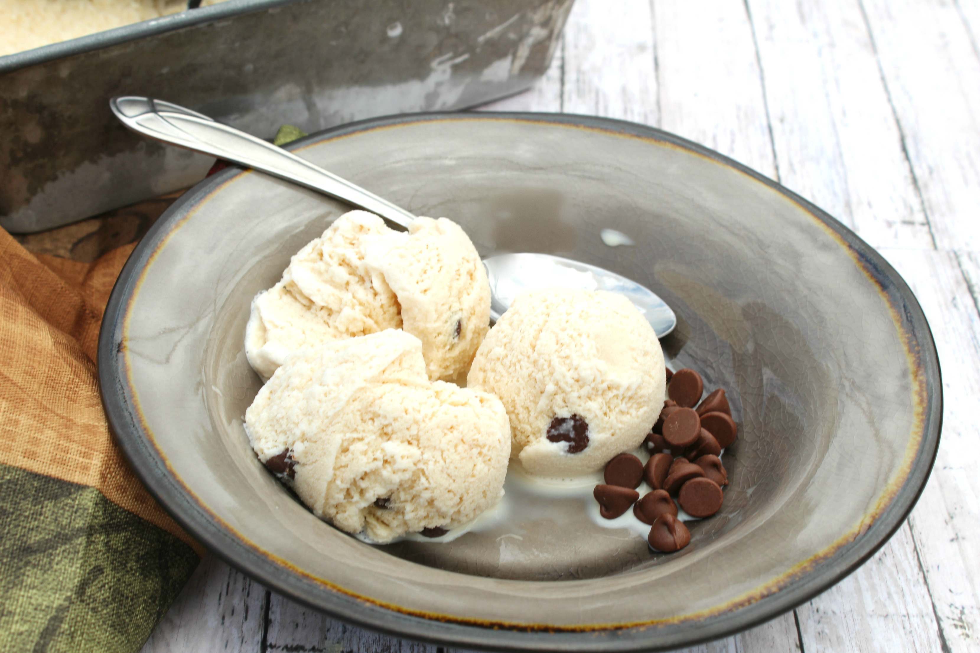 Homemade Coffee Ice Cream with Chocolate Chips