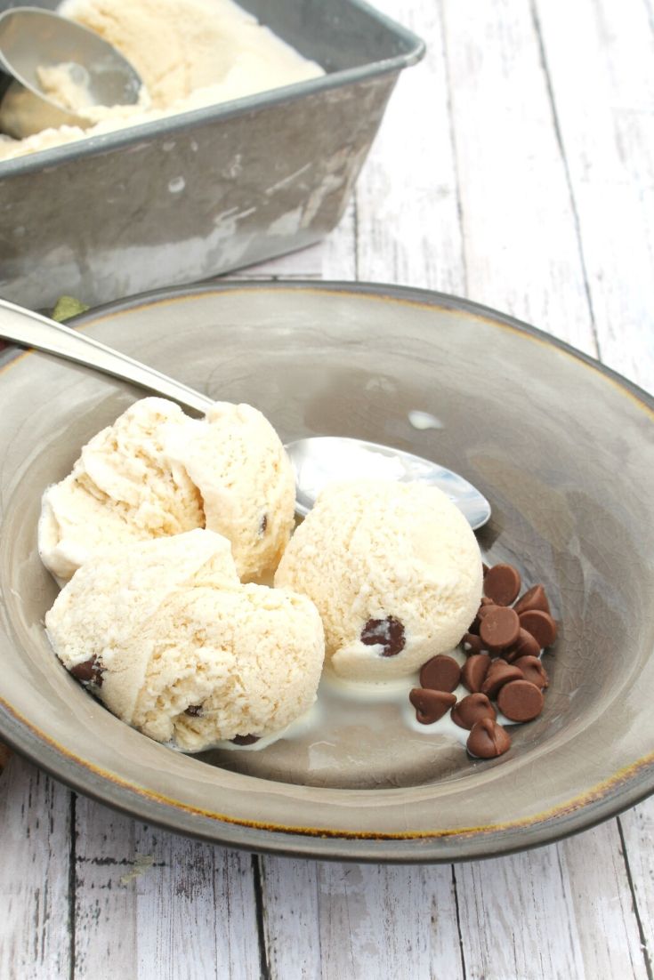 Homemade Coffee Ice Cream with Chocolate Chips