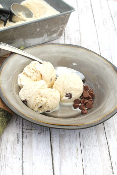 Homemade Coffee Ice Cream with Chocolate Chips