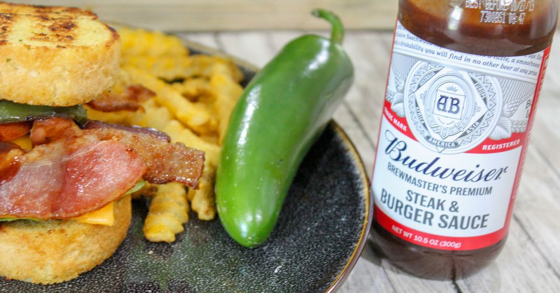 Budweiser Steak & Burger Sauce Grilled Jalapeno Bacon Cheeseburger