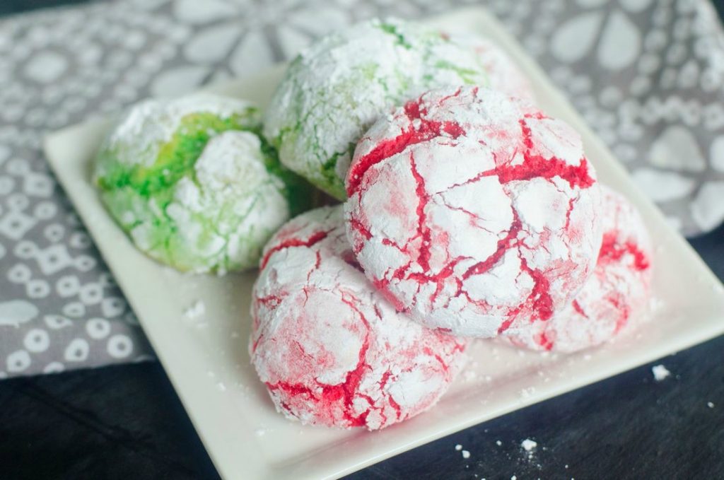 Cake Mix Christmas Crinkle Cookies