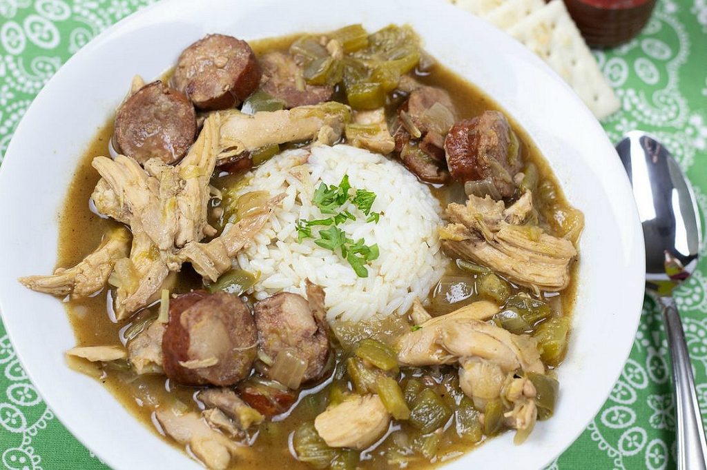 Chicken and Sausage Andouille Gumbo with Okra