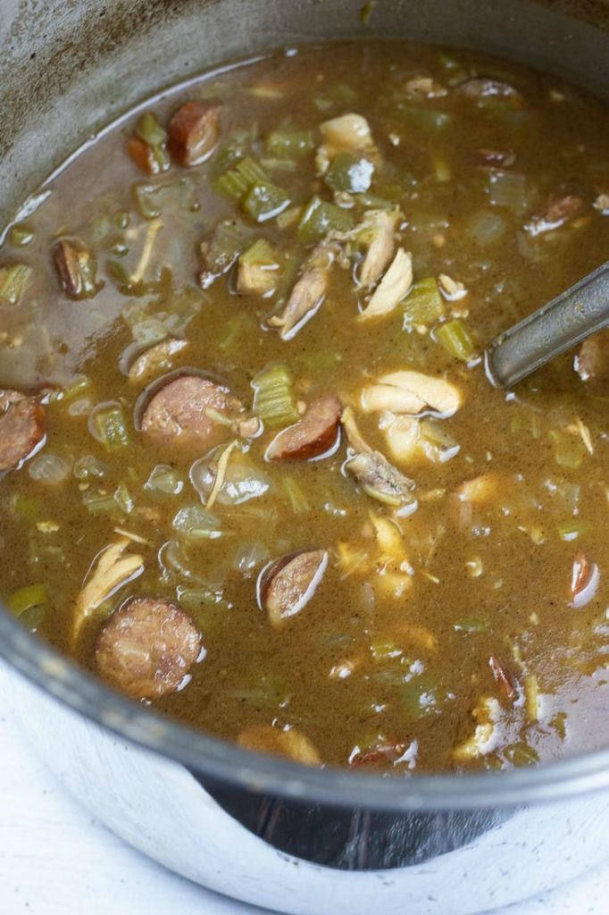 Chicken and Sausage Andouille Gumbo with Okra