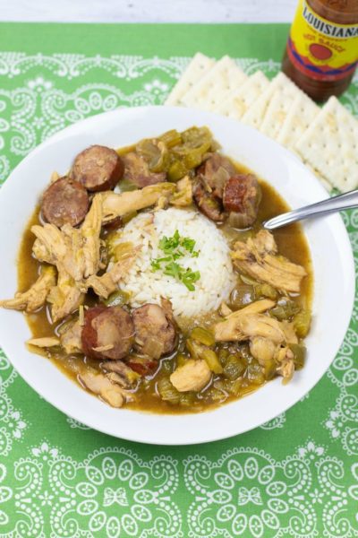 Chicken and Sausage Andouille Gumbo with Okra