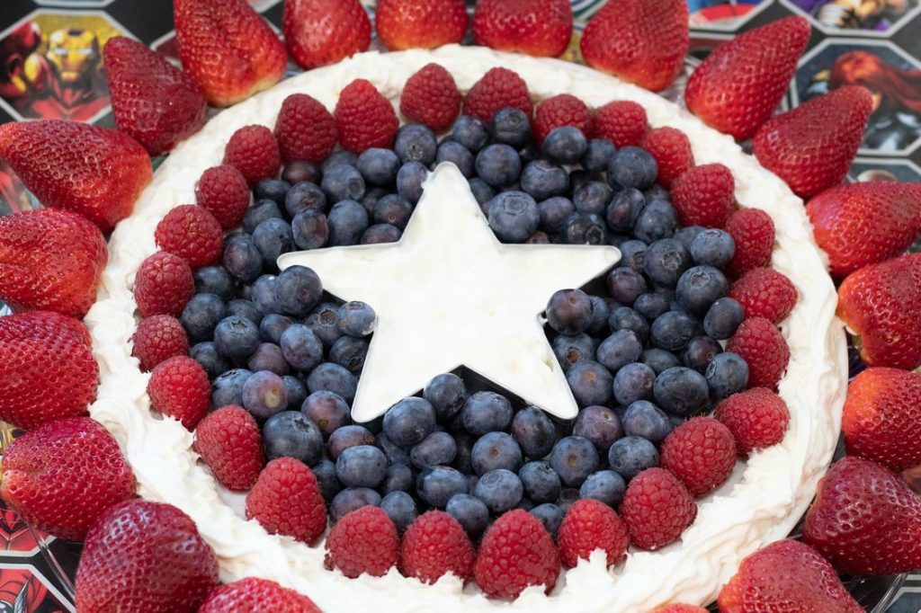 Captain America Fruit Tray with Star Center filled with Whipped Cream