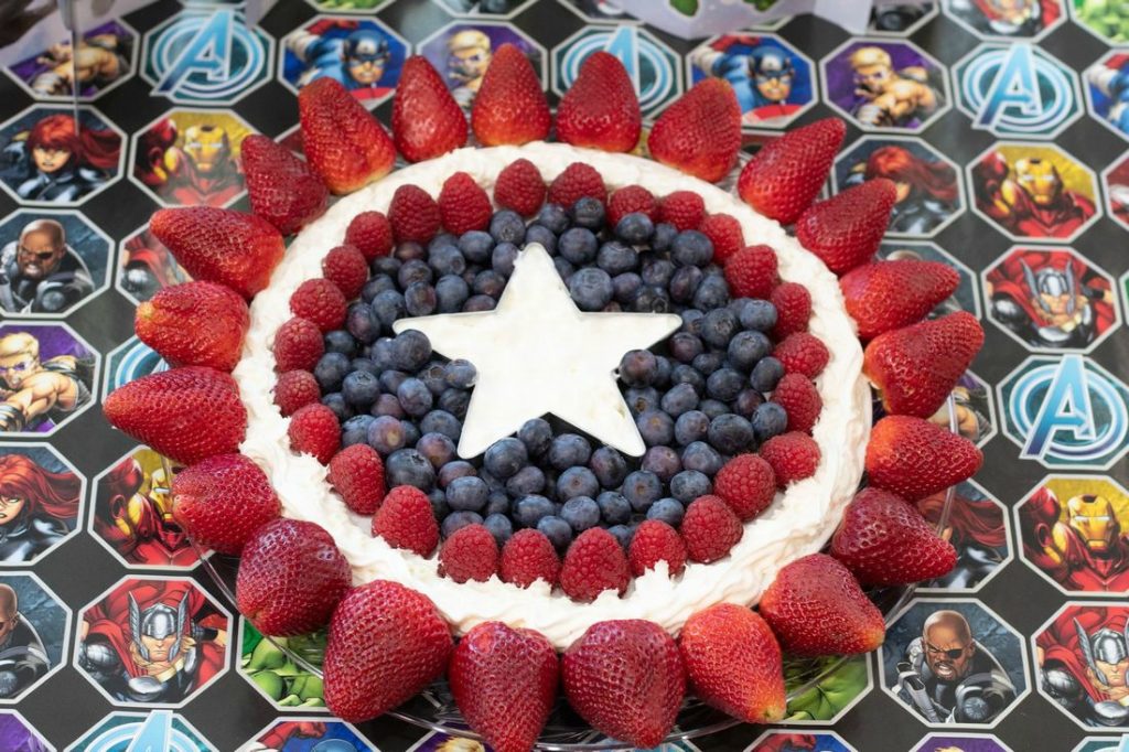 Captain America Fruit Tray with Fruit Dip