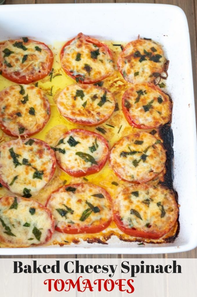 Baked Cheesy Spinach Tomatoes