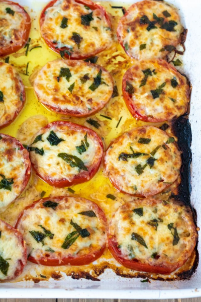 Baked Cheese Spinach Tomatoes