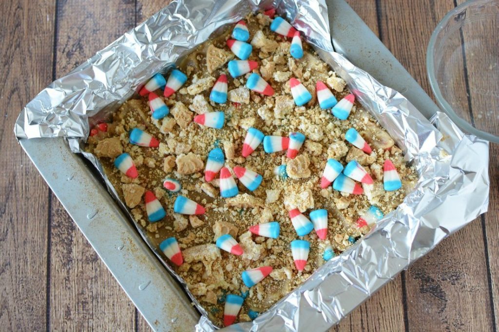 Patriotic Cookie Bars with Candy Corn