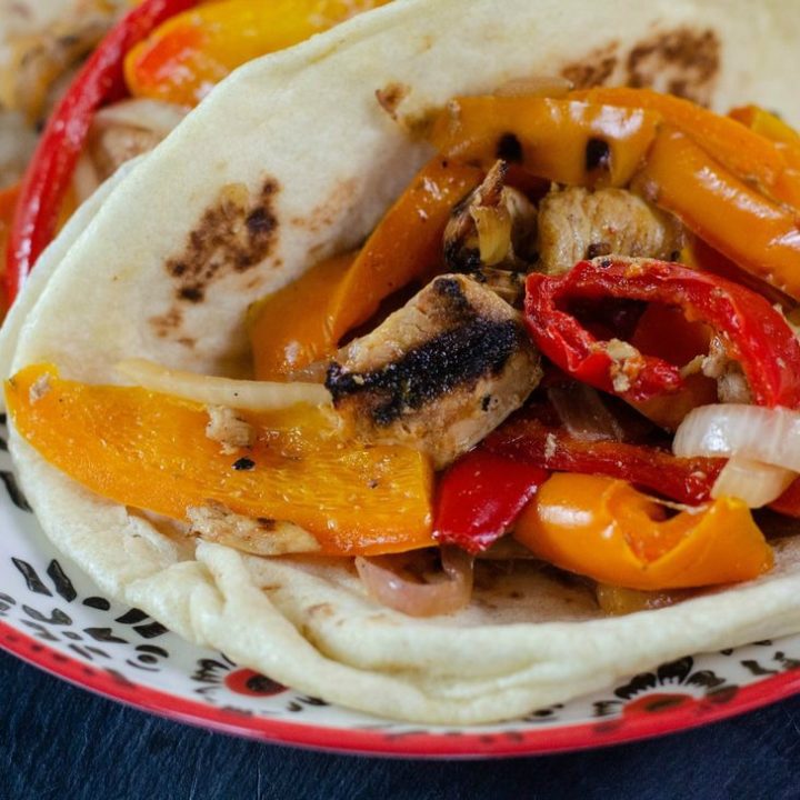 Skillet Chicken Fajitas in Tortillas