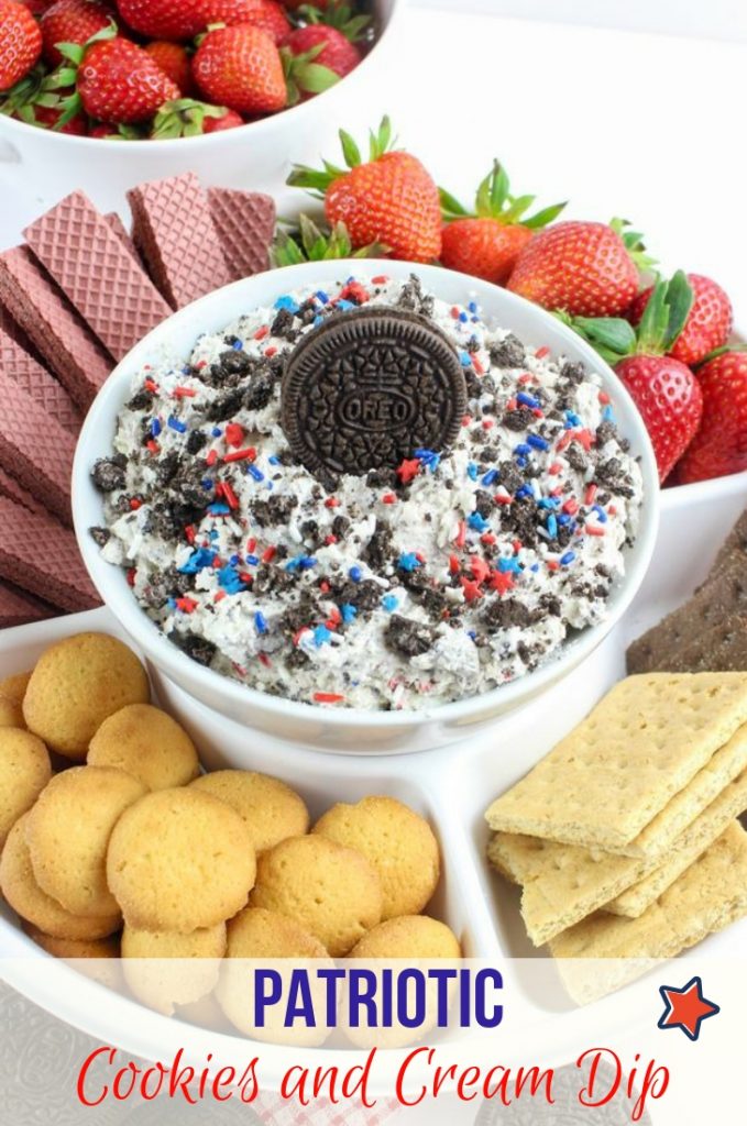 Patriotic Cookies and Cream Dip Dessert