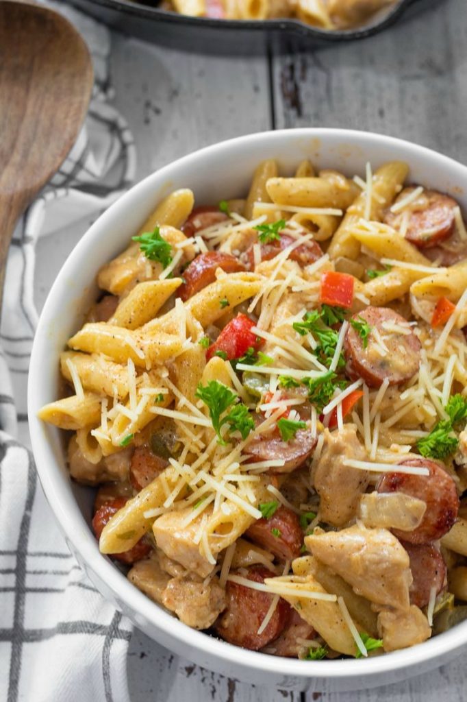 Cajun Chicken and Sausage Pasta - This Ole Mom