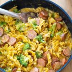 Cheesy Broccoli Sausage Pasta Skillet