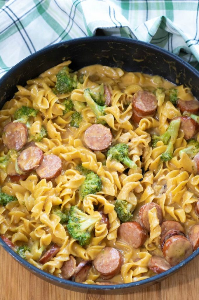Cheesy Broccoli  Sausage Pasta Skillet