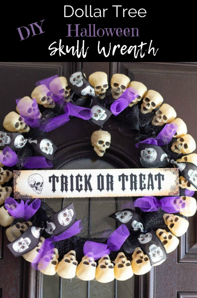 Dollar Tree Halloween Skull Wreath 