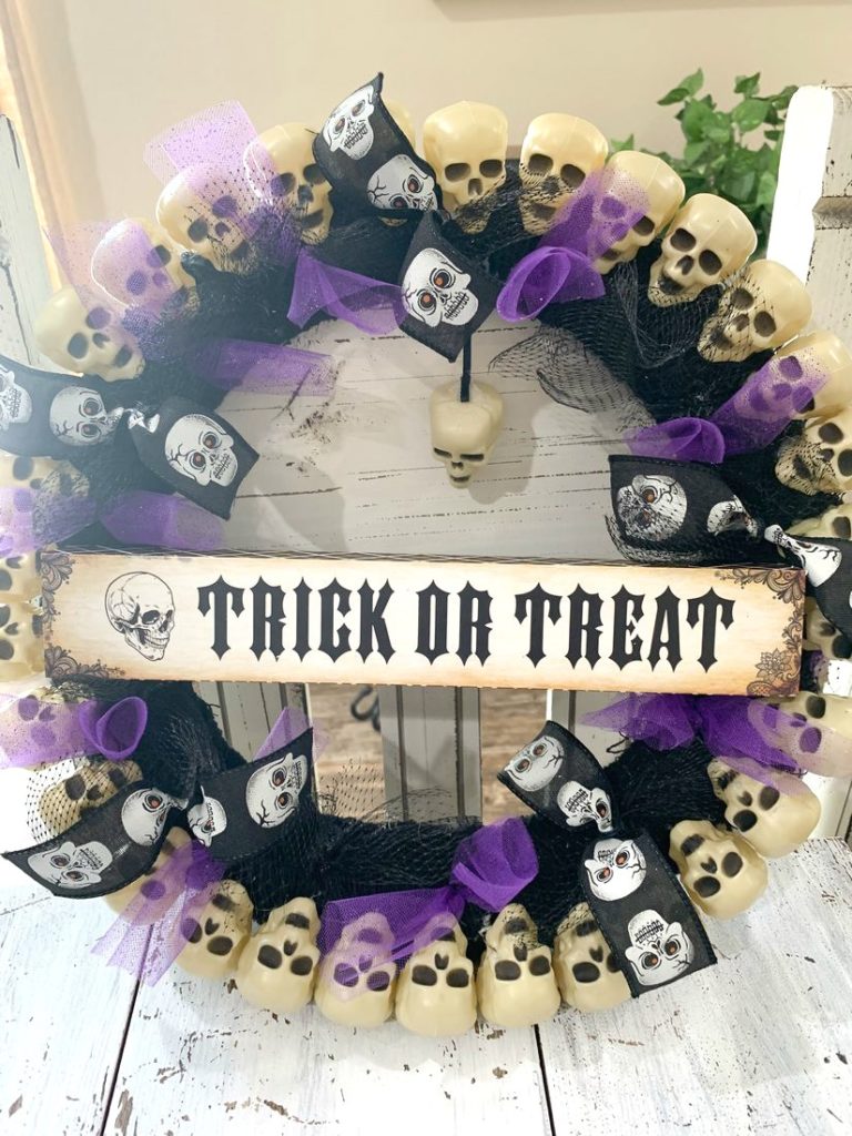 Dollar Tree Halloween Skull Wreath 