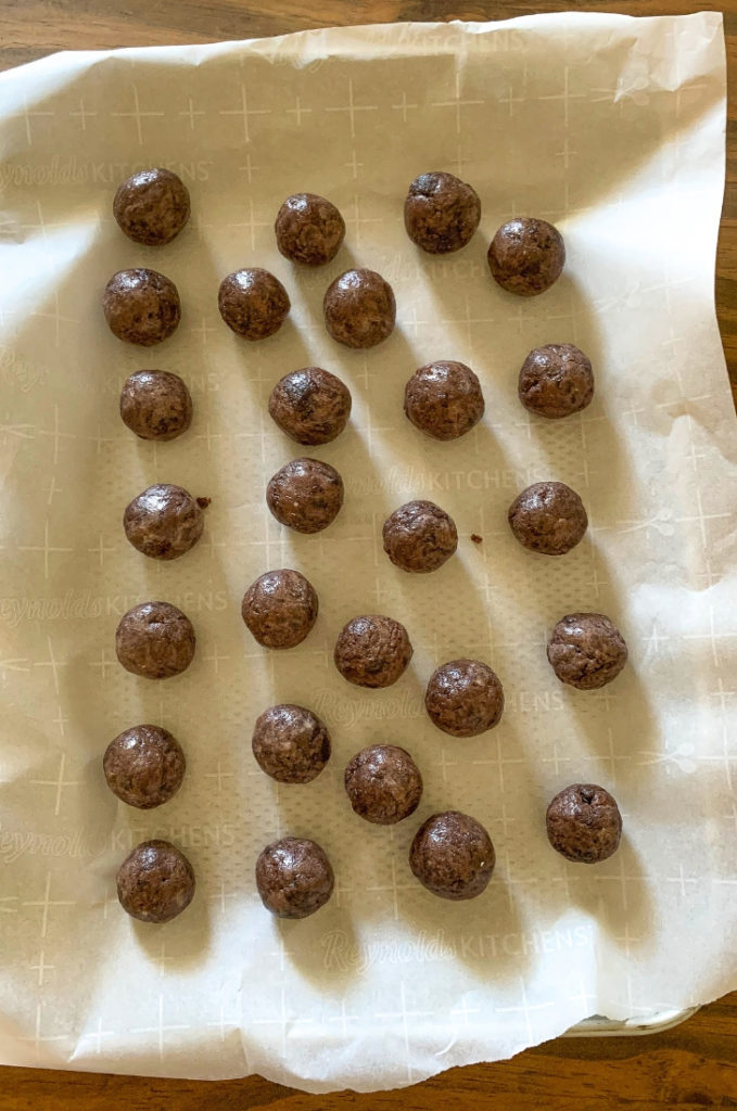 Brownie Truffles with Snowflake Sprinkles