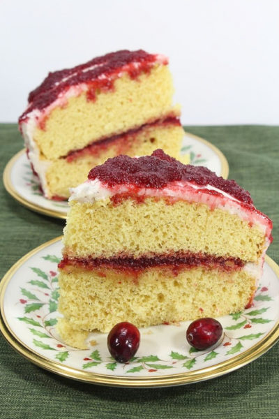 Eggnog Cake with Cranberry Orangr Filling