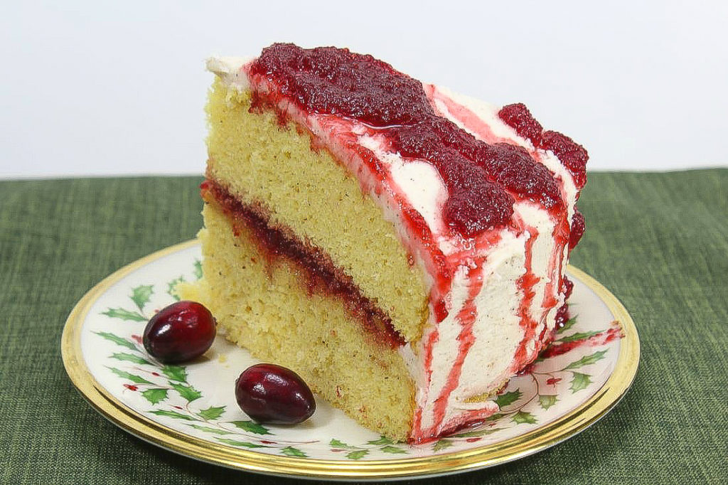 Eggnog Cake with Cranberry Orange Filling