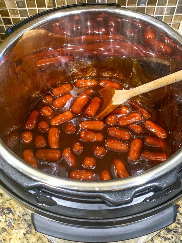 Instant pot Little Smokies with Grape Jelly and Sweet Baby Ray's Barbecue Sauce 