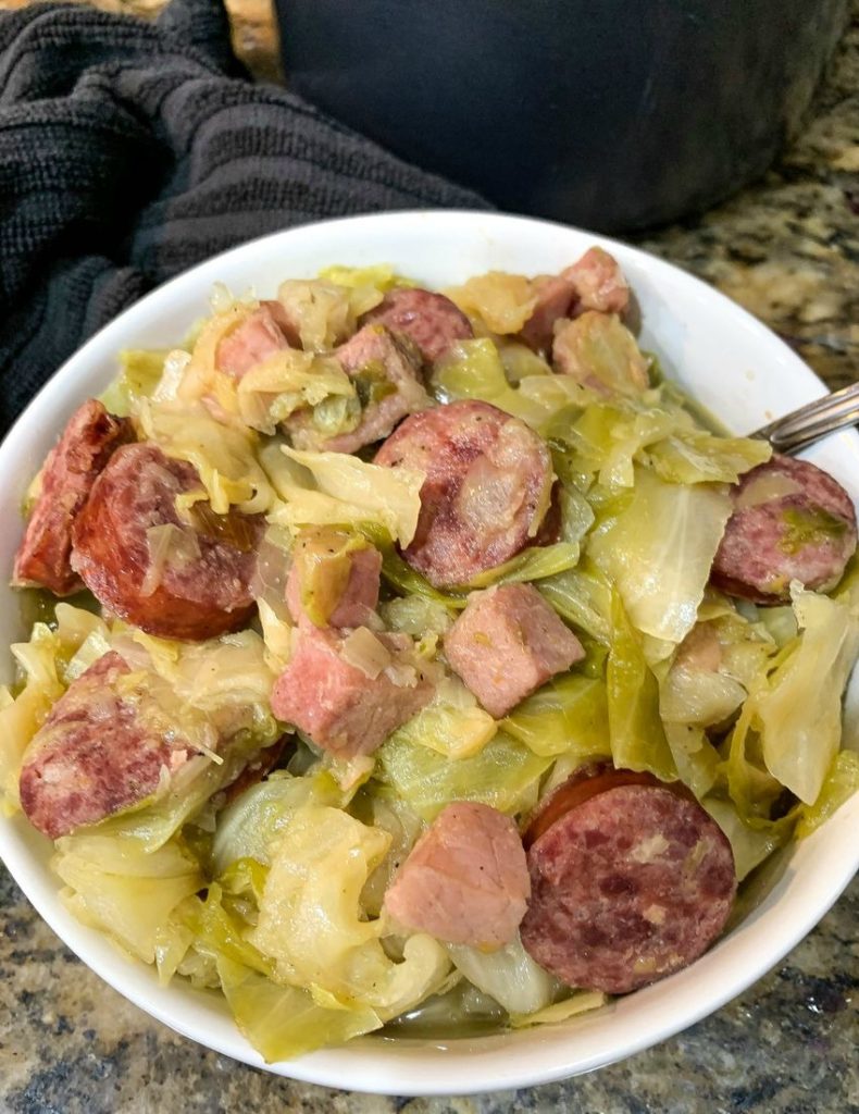 Southern Fried Cabbage With Sausage and Ham 