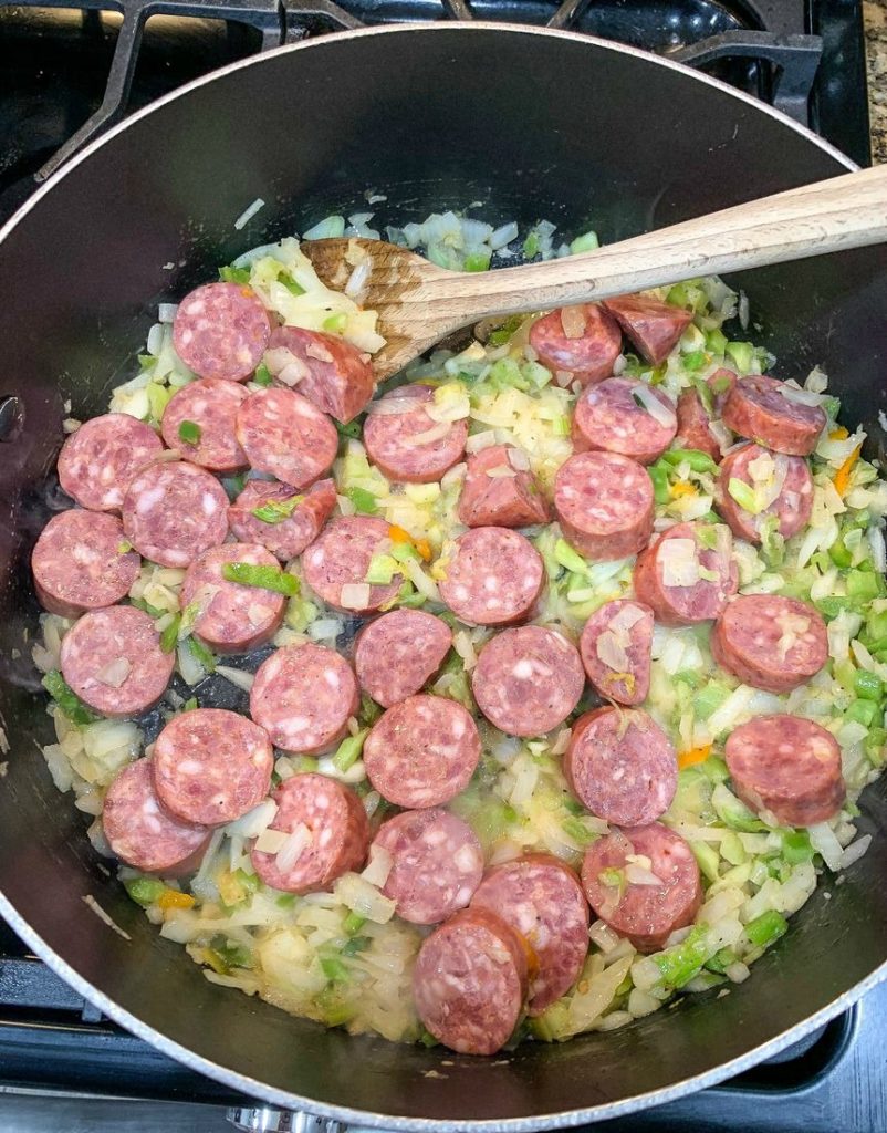 Southern Fried Cabbage With Sausage process photo
