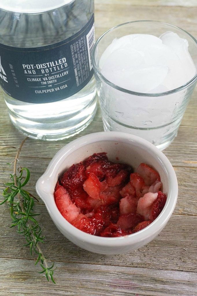 Strawberry Rosemary Moonshine being made