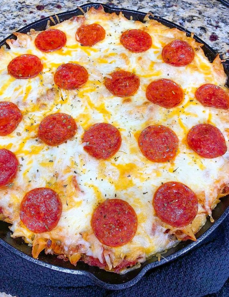 Pizza Pasta Casserole in Skillet