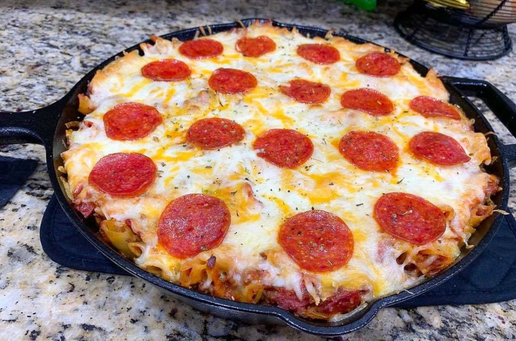 Pizza Pasta Pizza Casserole with Pepperoni