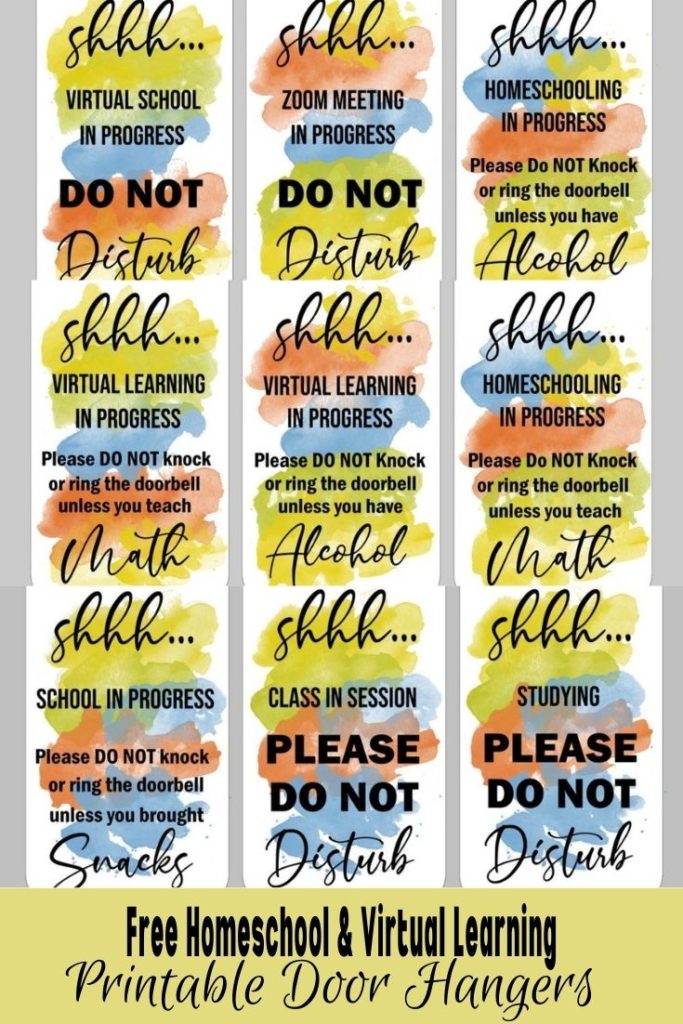 Free Homeschool & Virtual Learning Printable Door Hangers 