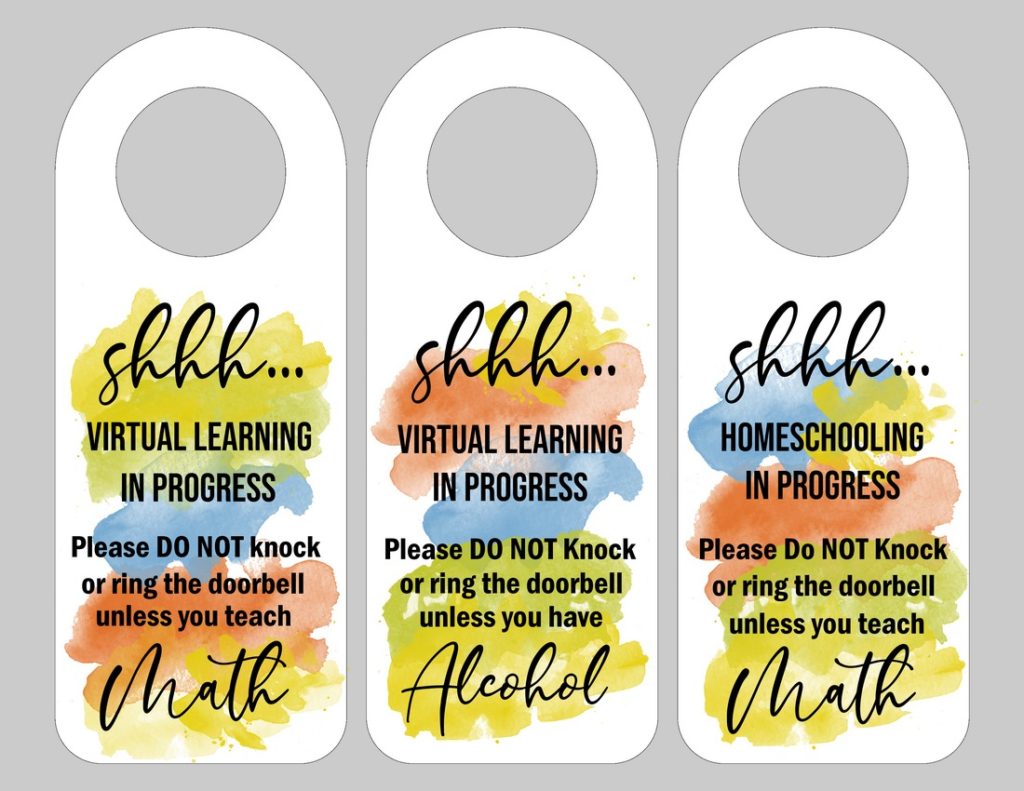 Homeschool and Virtual Learning Printable Door Hangers