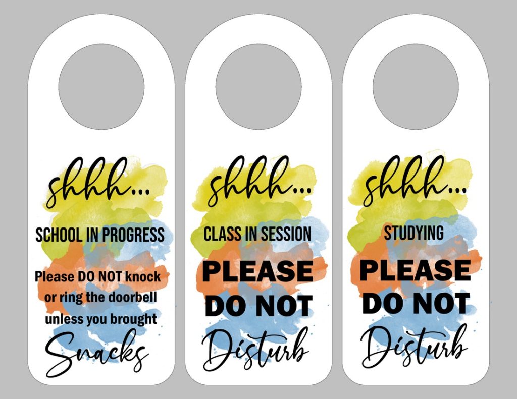 school and class DO NOT DISTURB printable door hangers 