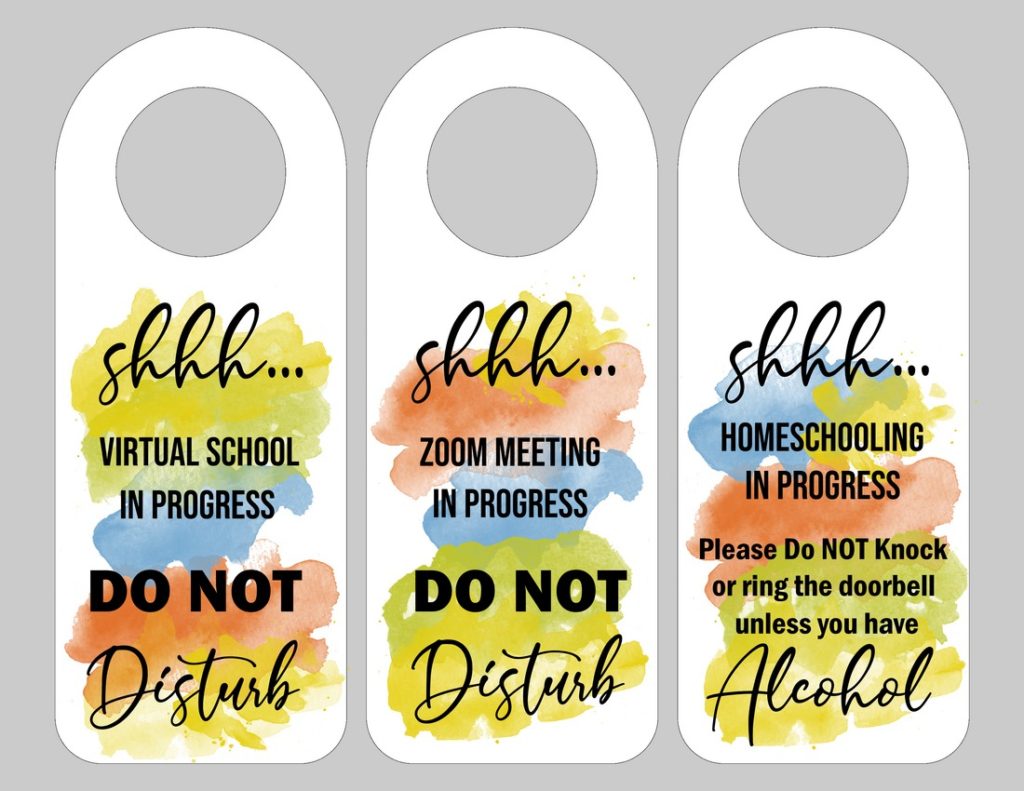 Printable Virtual Learning and Homeschool Door Hangers