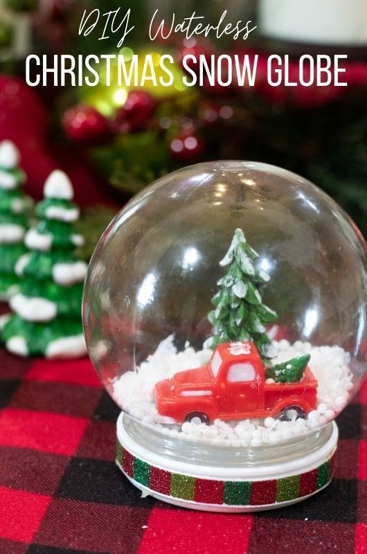 DIY Waterless Christmas Snobe Globe with Vintage Red Truck 